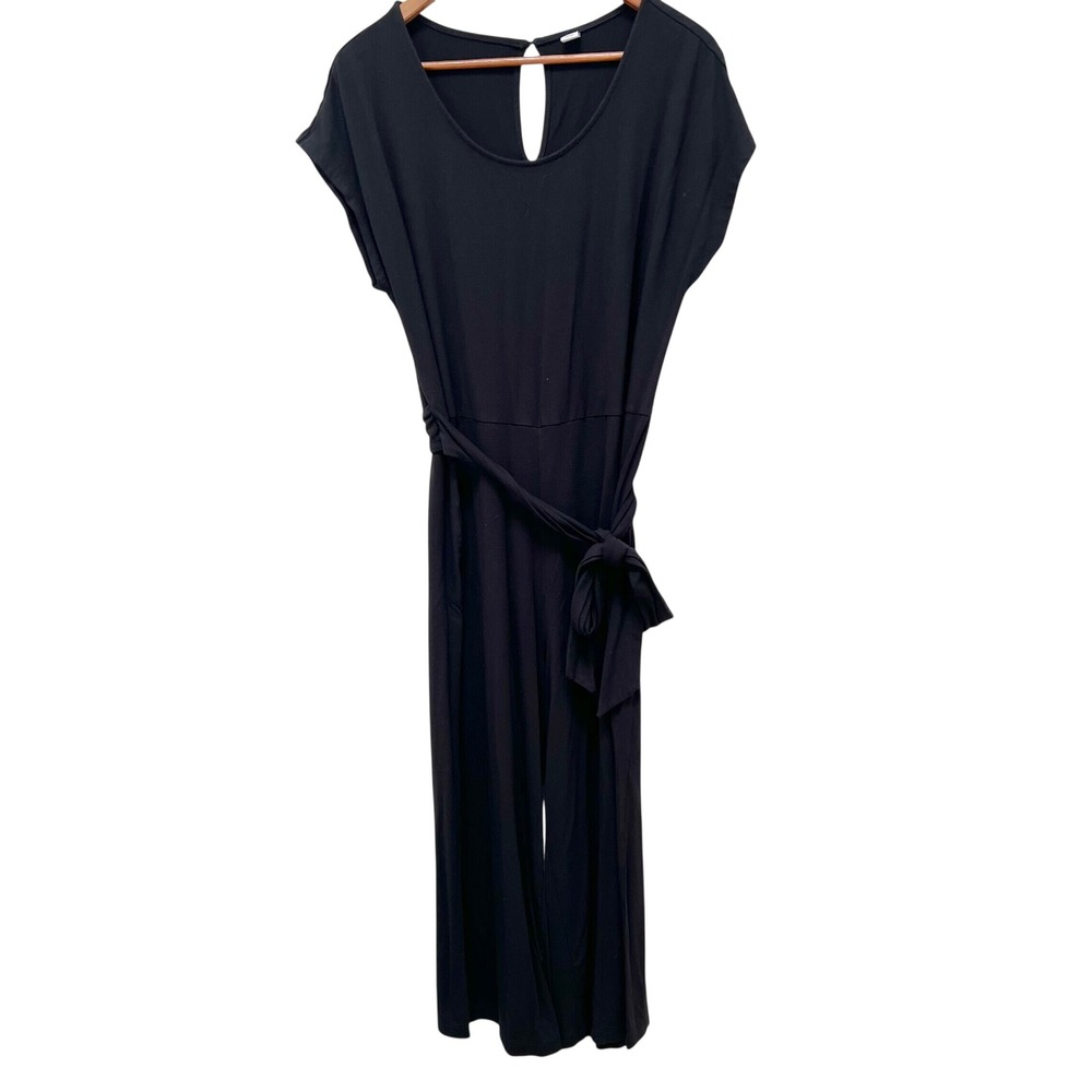 Old Navy Womens Black Short Sleeve Jumpsuit Size L Travel Loungewear Comfy Chic
